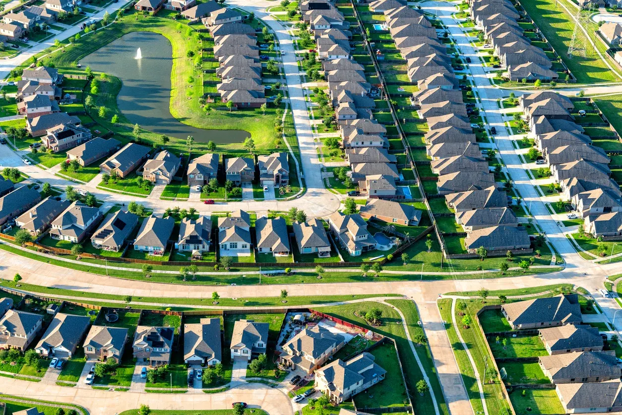 Aerial view of a local residential neighborhood